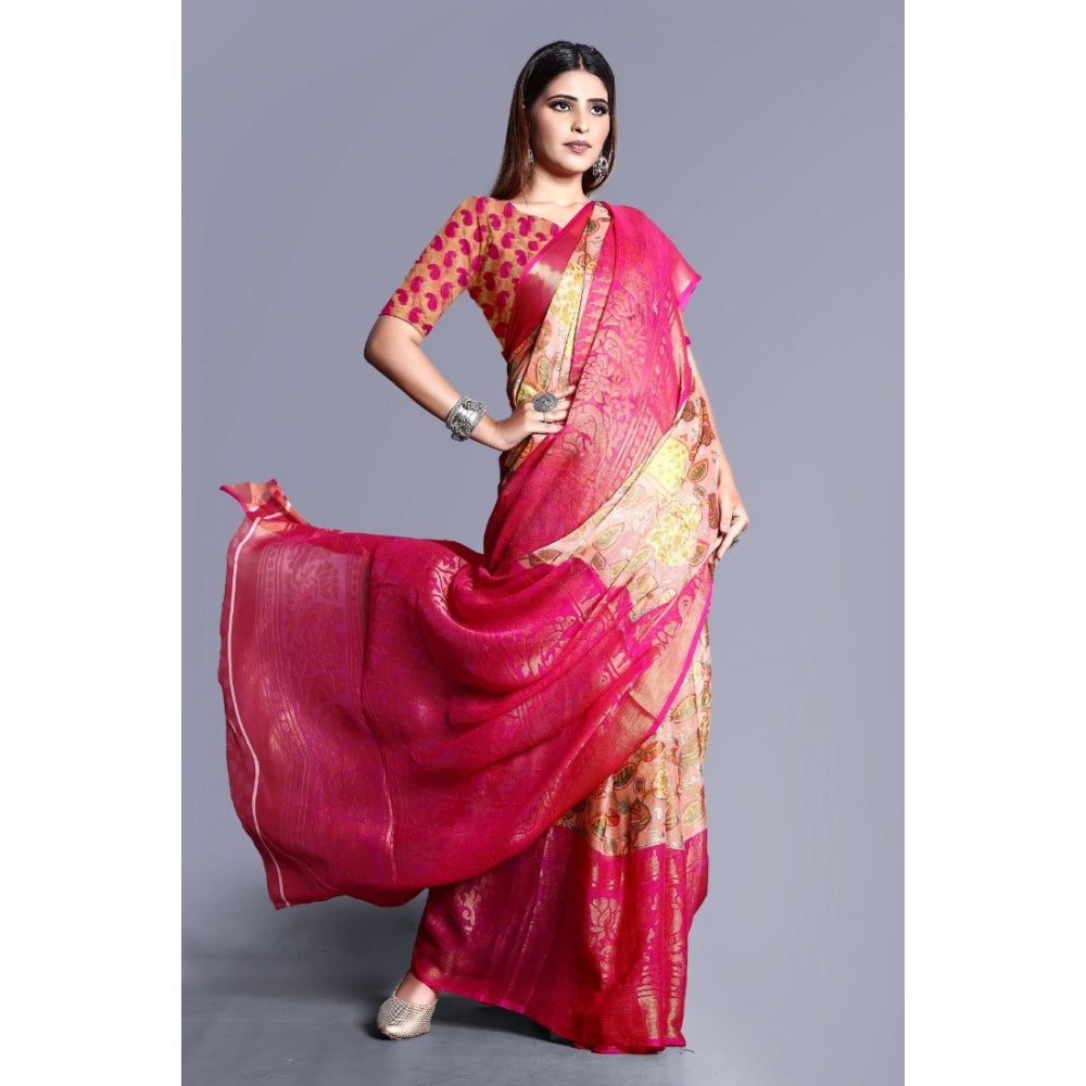 Viscose Rayon Printed Saree With Unstitched Blouse