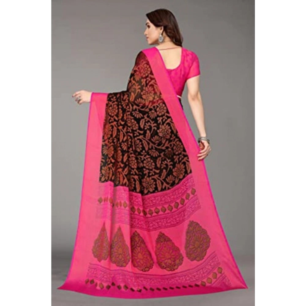 Viscose Rayon Printed Saree With Unstitched Blouse