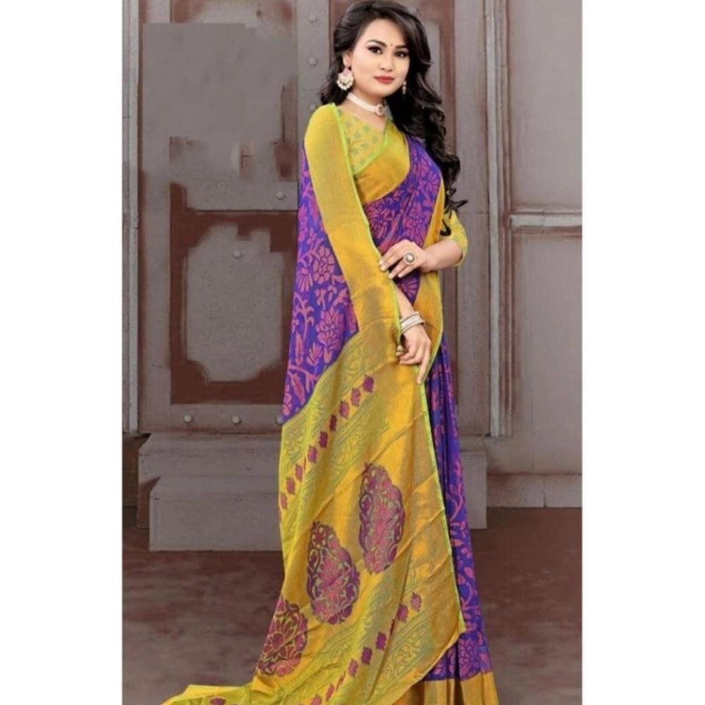 Viscose Rayon Printed Saree With Unstitched Blouse