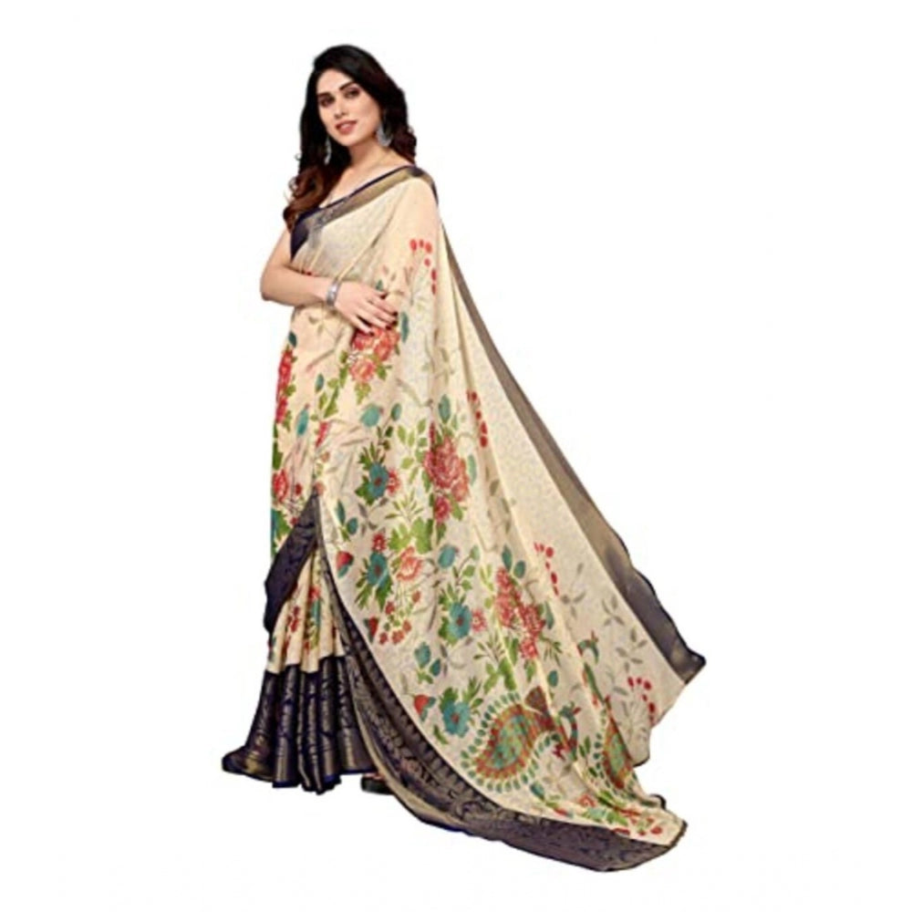 Viscose Rayon Printed Saree With Unstitched Blouse