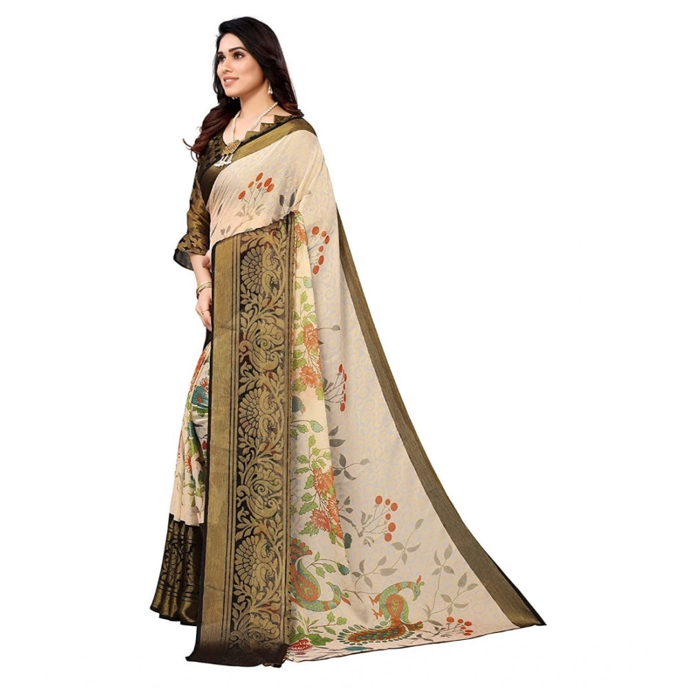 Viscose Rayon Printed Saree With Unstitched Blouse