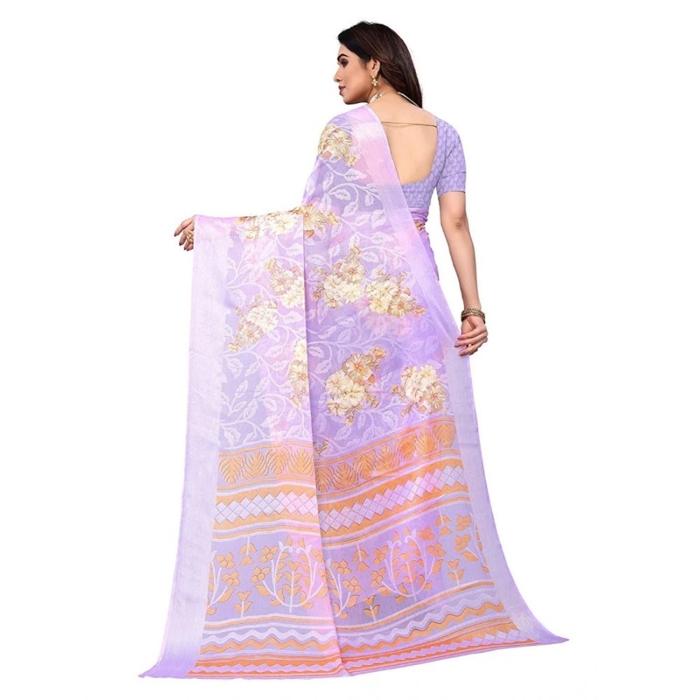 Viscose Rayon Printed Saree With Unstitched Blouse