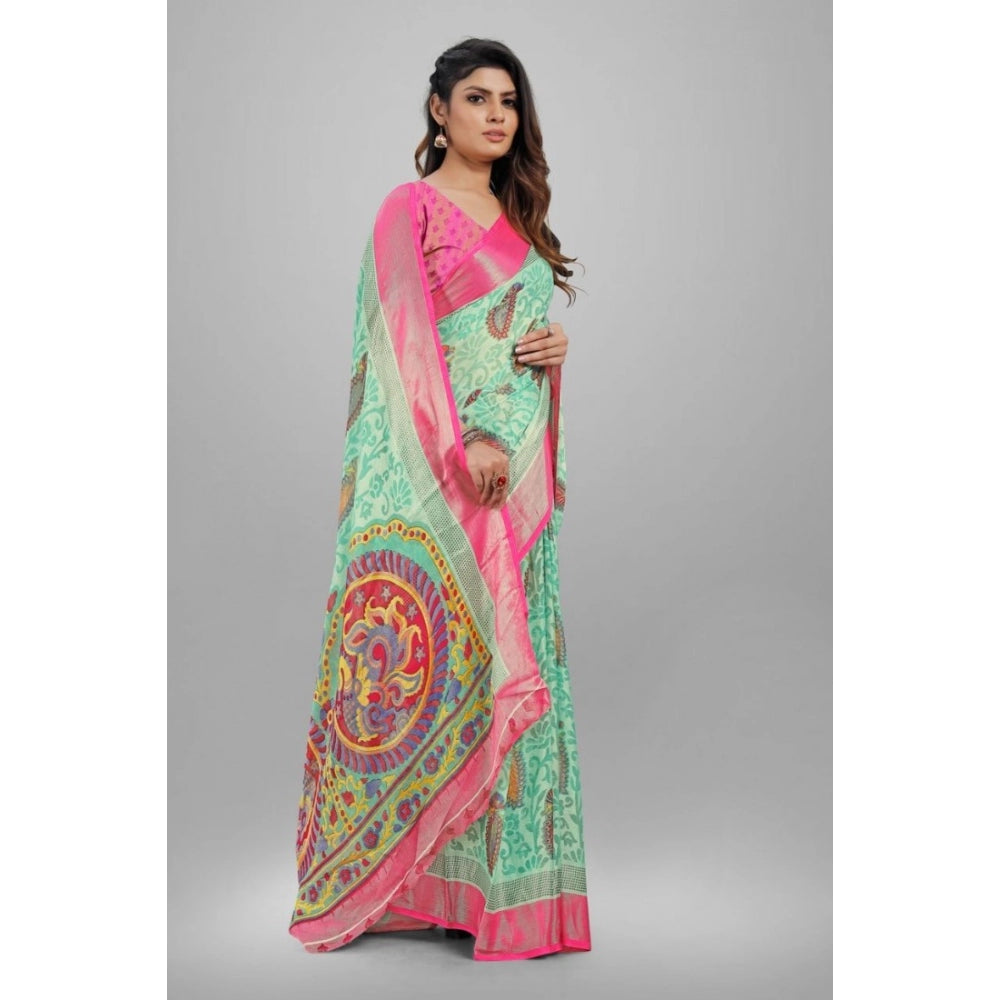 Viscose Rayon Printed Saree With Unstitched Blouse