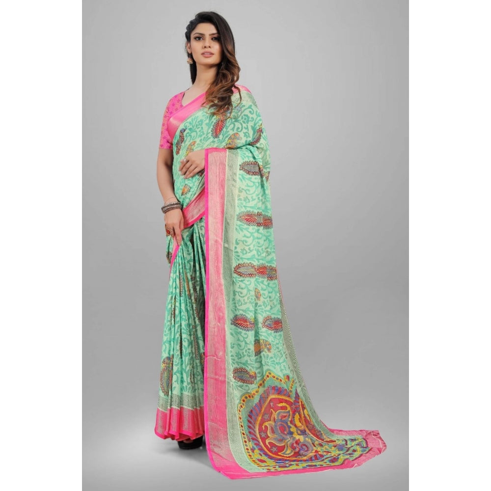 Viscose Rayon Printed Saree With Unstitched Blouse