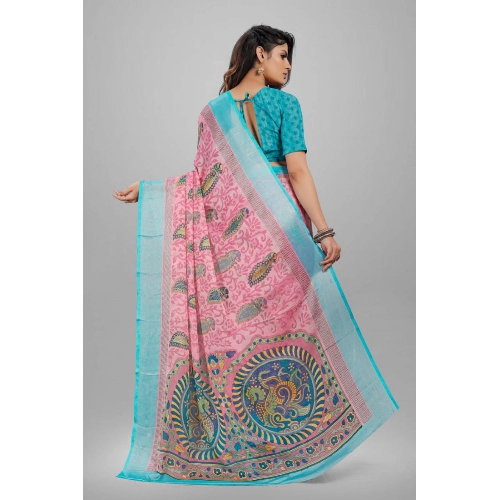 Viscose Rayon Printed Saree With Unstitched Blouse