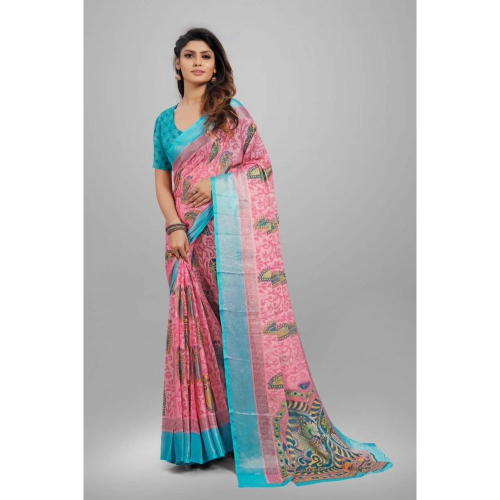 Viscose Rayon Printed Saree With Unstitched Blouse