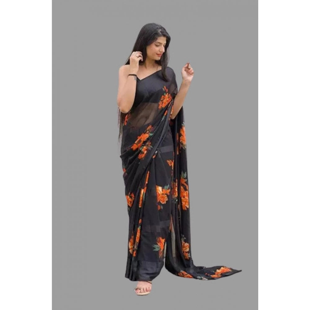 Sattin Patta Printed Saree With Unstitched Blouse