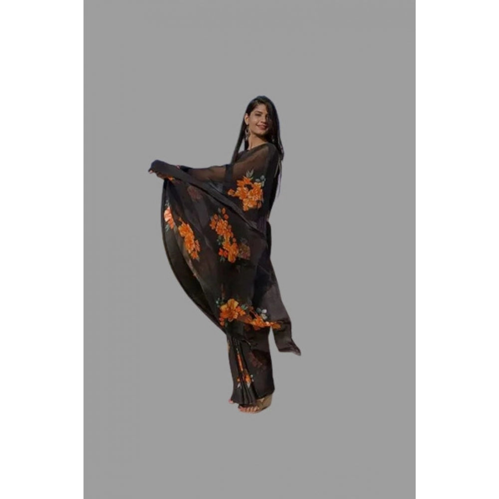 Sattin Patta Printed Saree With Unstitched Blouse