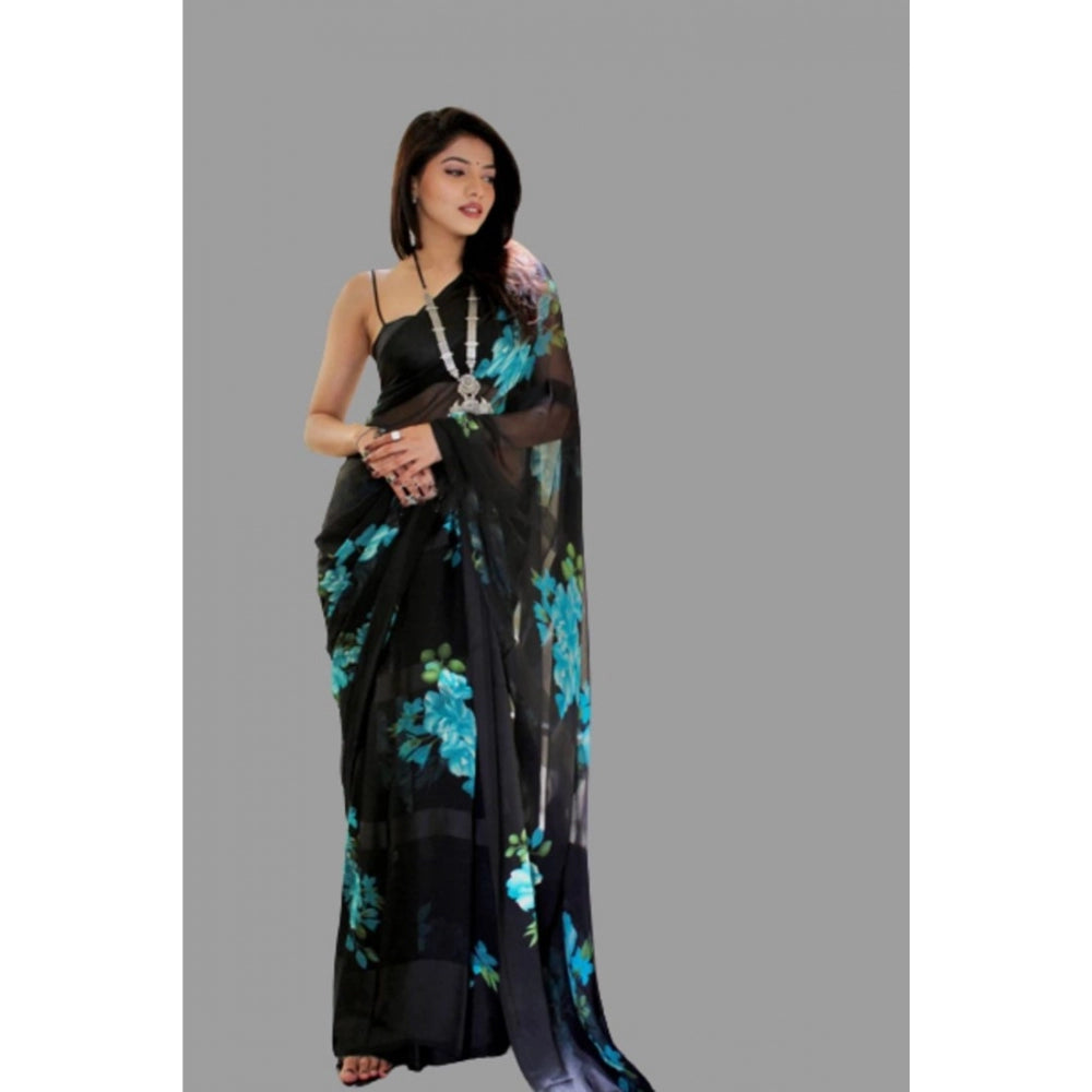 Sattin Patta Printed Saree With Unstitched Blouse