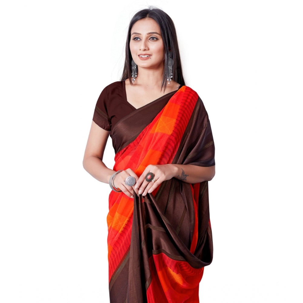 Sattin Patta Printed Saree With Unstitched Blouse