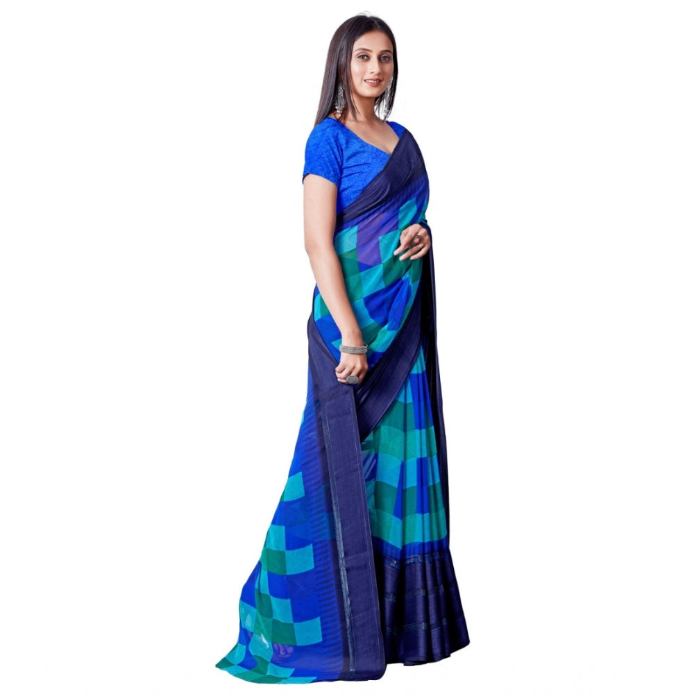 Sattin Patta Printed Saree With Unstitched Blouse