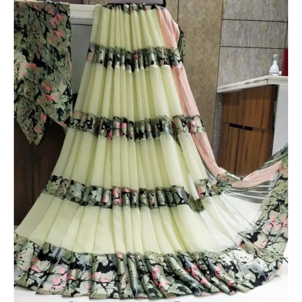 Sattin Patta Printed Saree With Unstitched Blouse