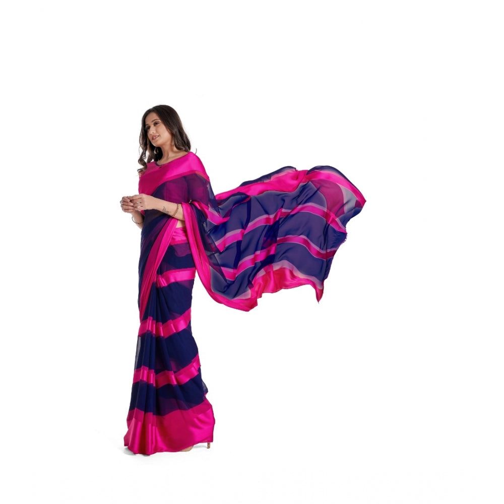 Sattin Patta Printed Saree With Unstitched Blouse