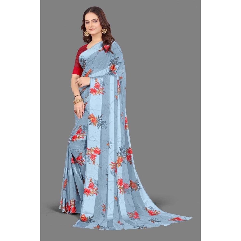 Sattin Patta Printed Saree With Unstitched Blouse