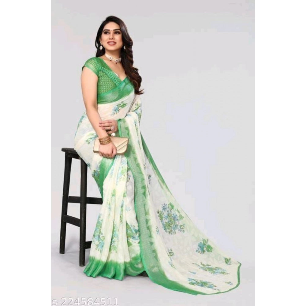 Viscose Rayon Printed Saree With Unstitched Blouse