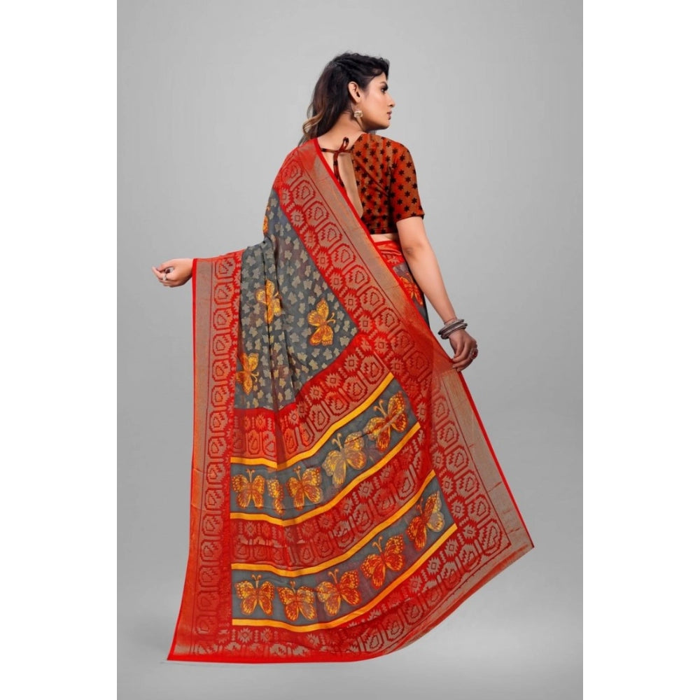 Viscose Rayon Printed Saree With Unstitched Blouse