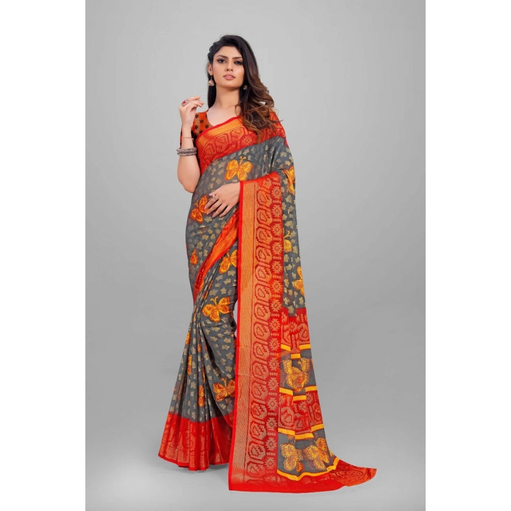 Viscose Rayon Printed Saree With Unstitched Blouse