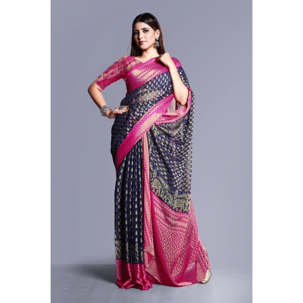 Viscose Rayon Printed Saree With Unstitched Blouse