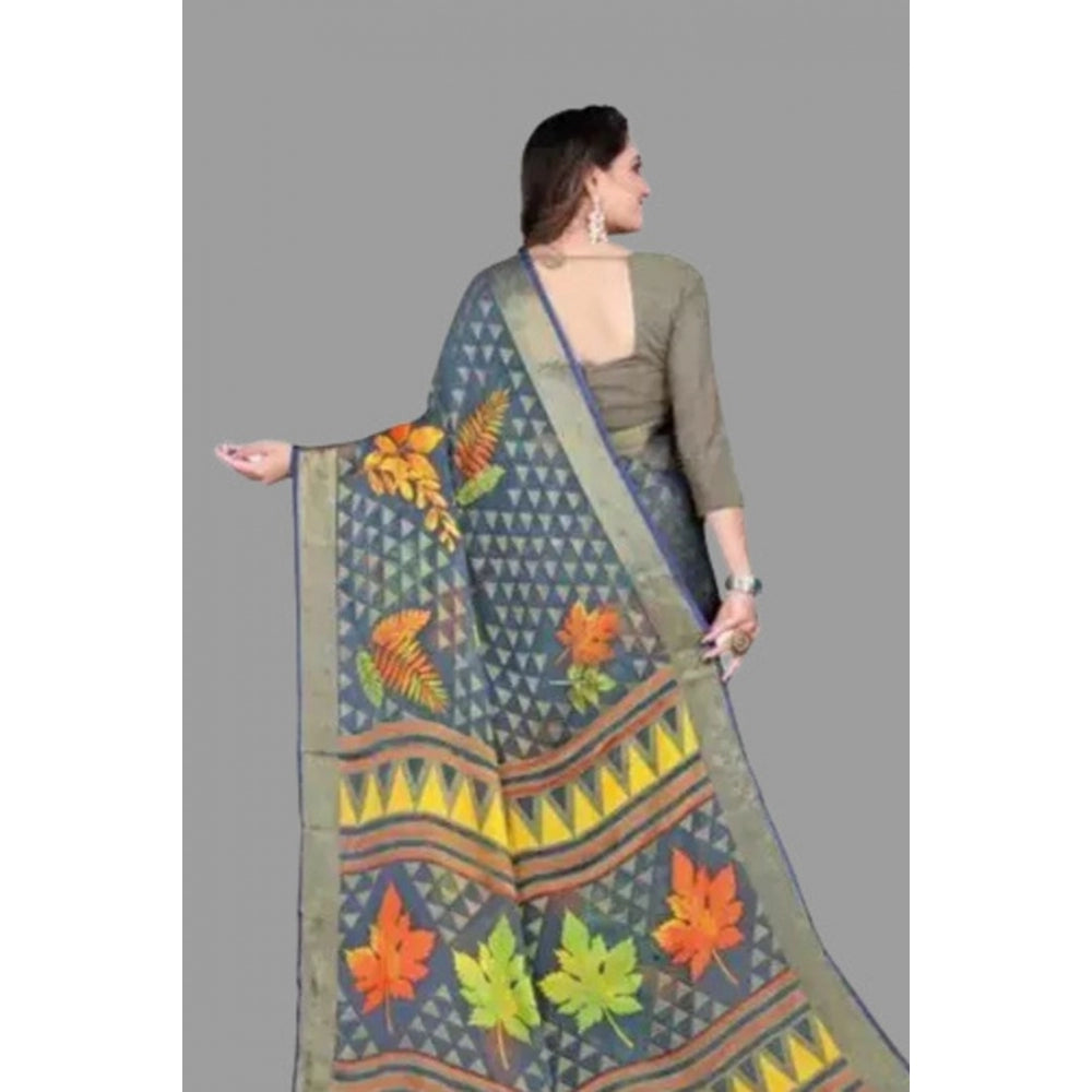 Viscose Rayon Printed Saree With Unstitched Blouse