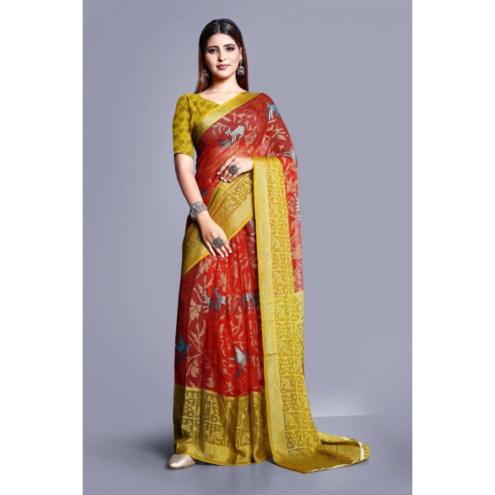 Viscose Rayon Printed Saree With Unstitched Blouse