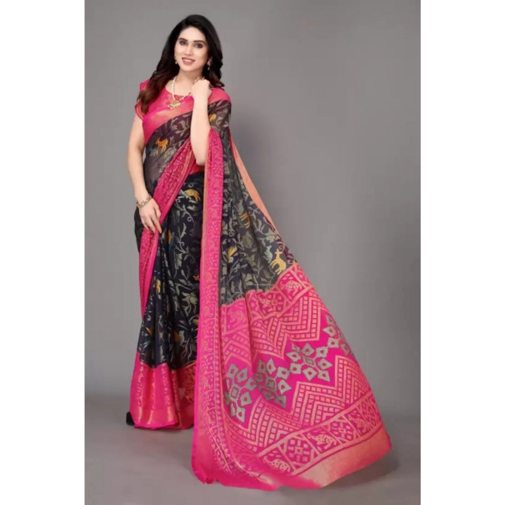 Viscose Rayon Printed Saree With Unstitched Blouse