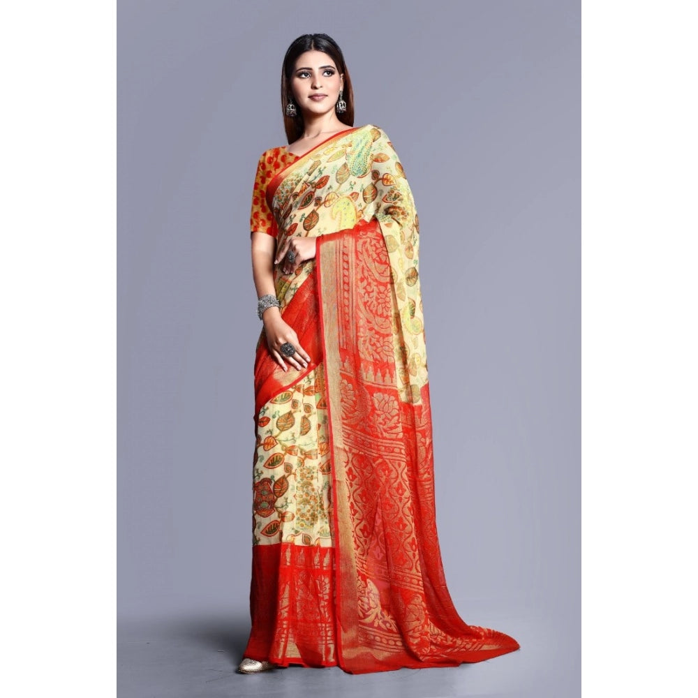 Viscose Rayon Printed Saree With Unstitched Blouse