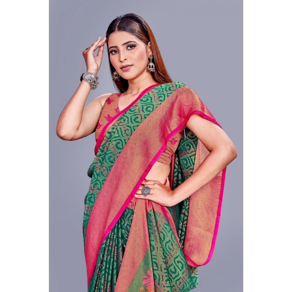 Viscose Rayon Printed Saree With Unstitched Blouse