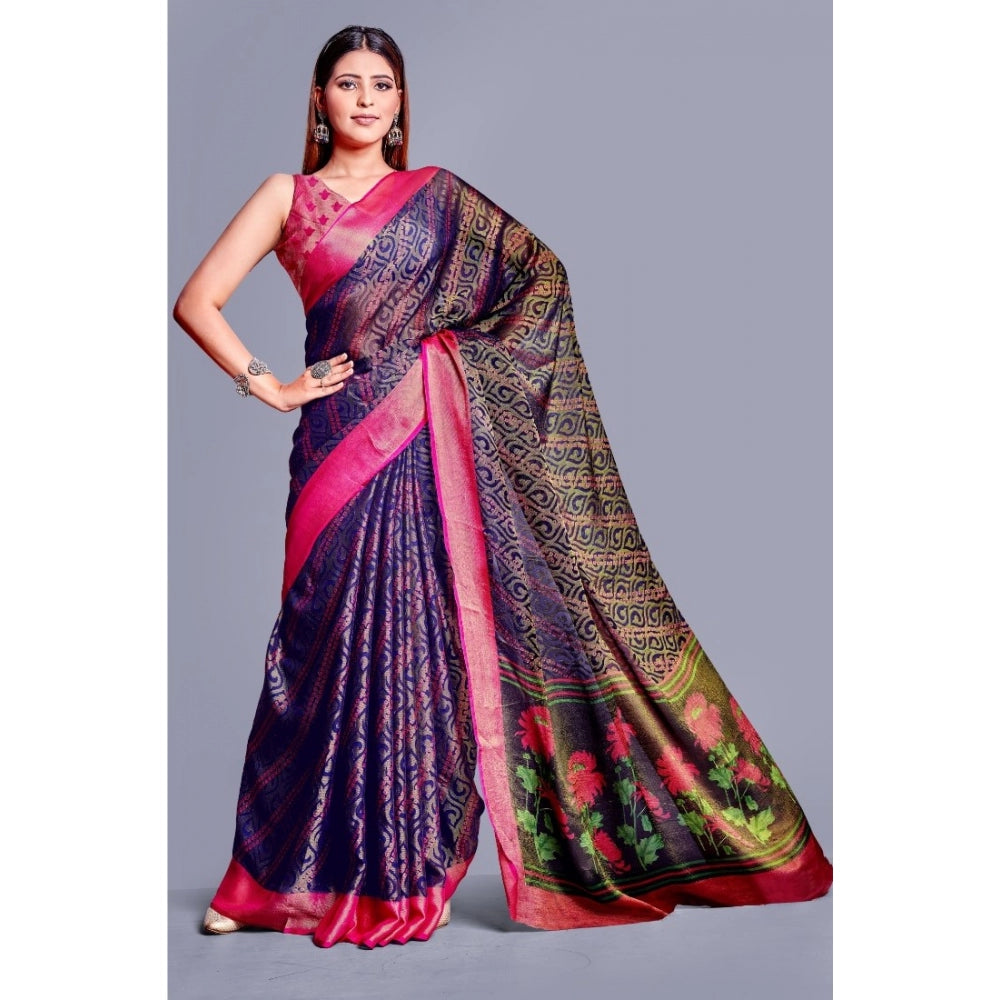 Viscose Rayon Printed Saree With Unstitched Blouse