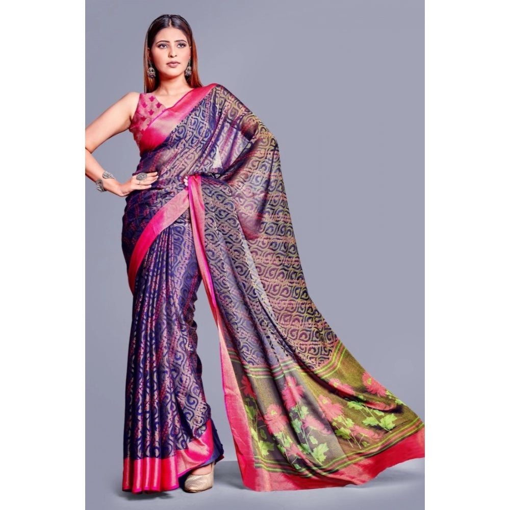 Viscose Rayon Printed Saree With Unstitched Blouse