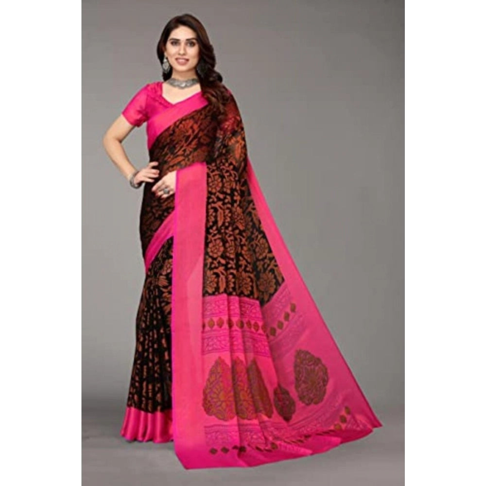 Viscose Rayon Printed Saree With Unstitched Blouse