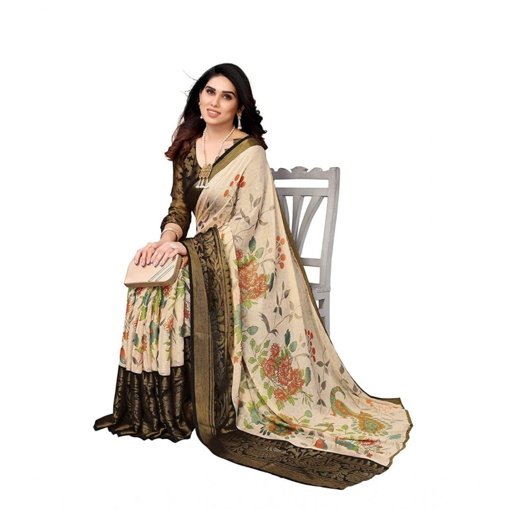 Viscose Rayon Printed Saree With Unstitched Blouse