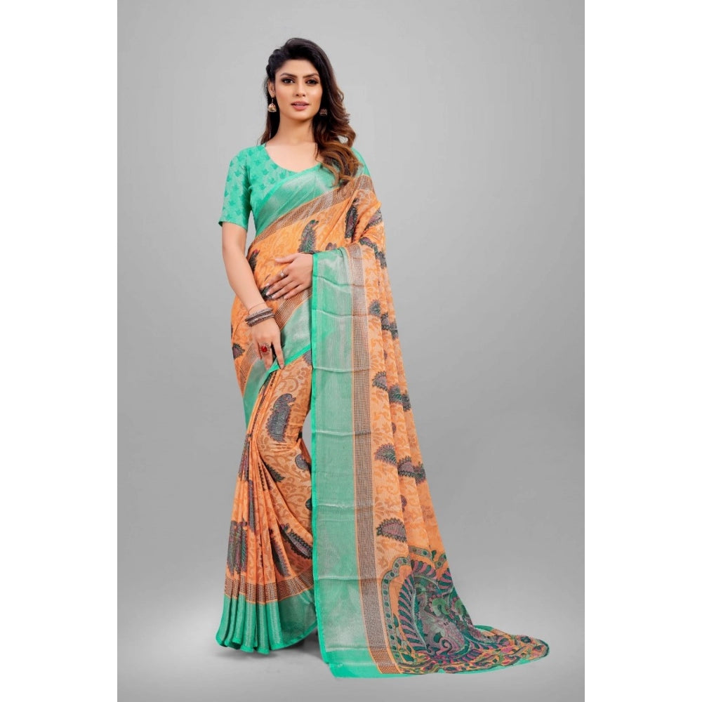 Viscose Rayon Printed Saree With Unstitched Blouse