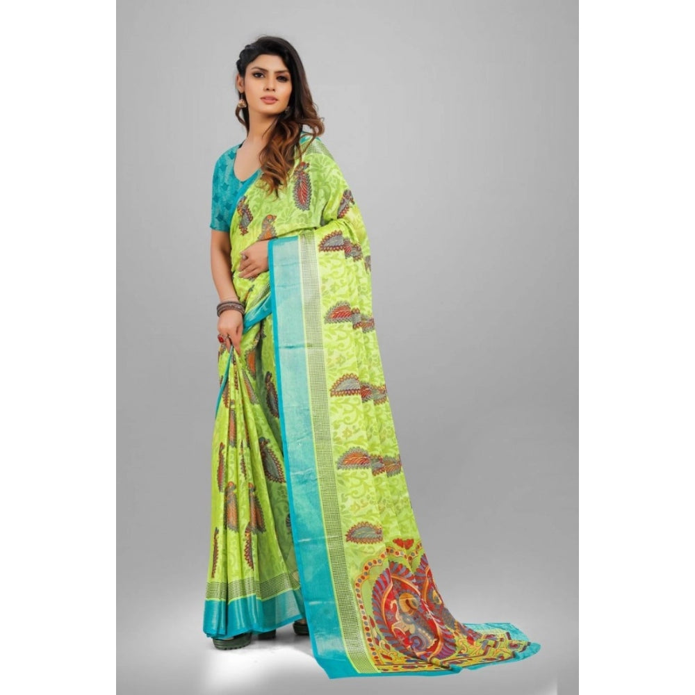 Viscose Rayon Printed Saree With Unstitched Blouse