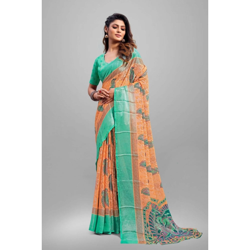 Viscose Rayon Printed Saree With Unstitched Blouse