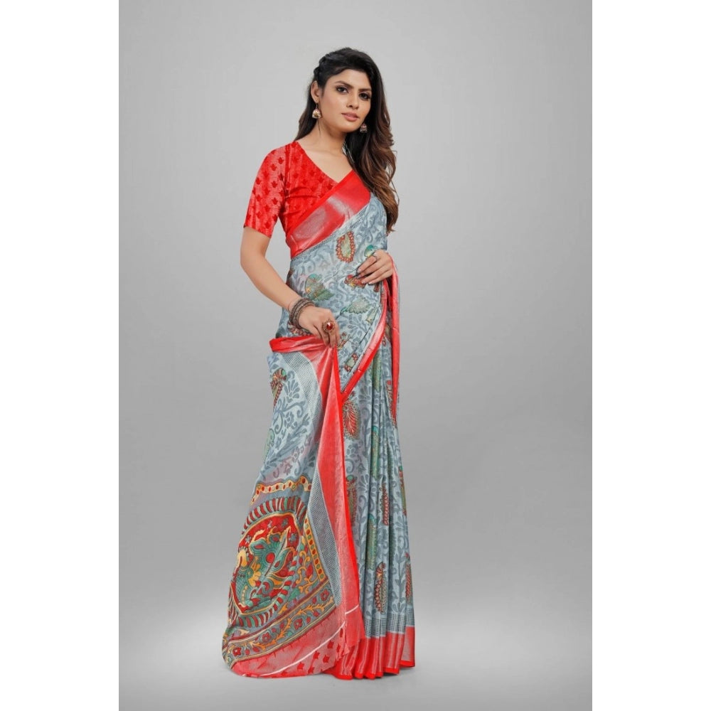 Viscose Rayon Printed Saree With Unstitched Blouse