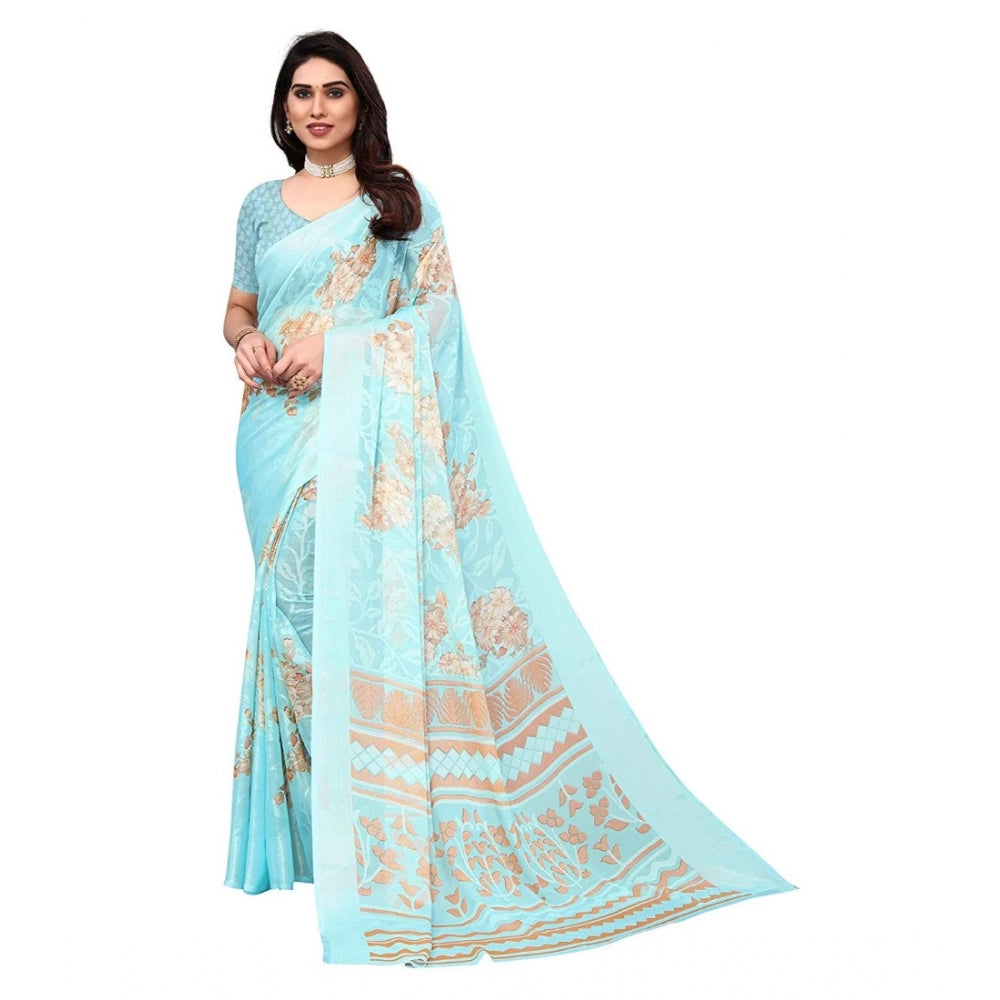 Viscose Rayon Printed Saree With Unstitched Blouse