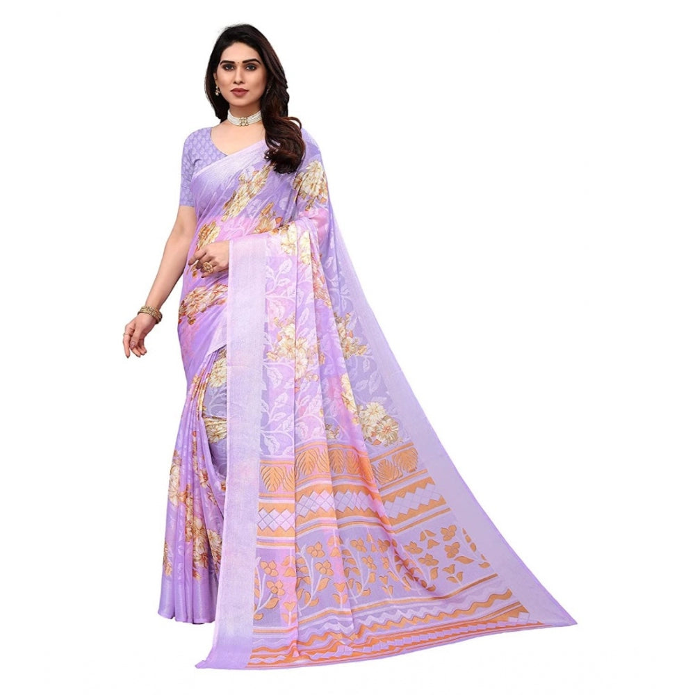 Viscose Rayon Printed Saree With Unstitched Blouse