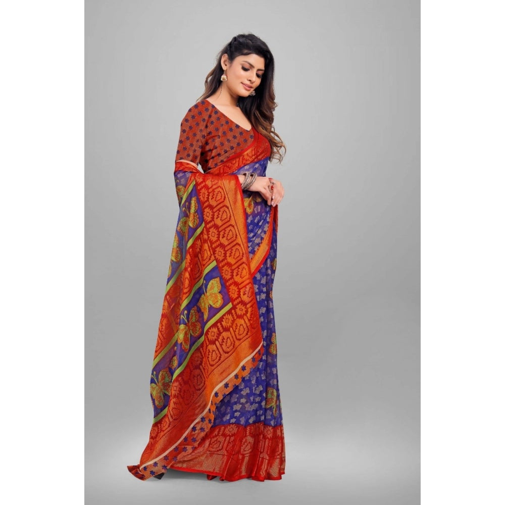 Viscose Rayon Printed Saree With Unstitched Blouse