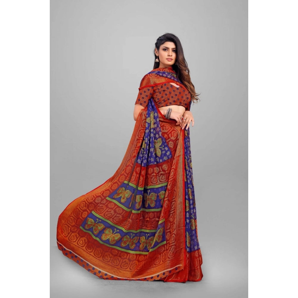 Viscose Rayon Printed Saree With Unstitched Blouse