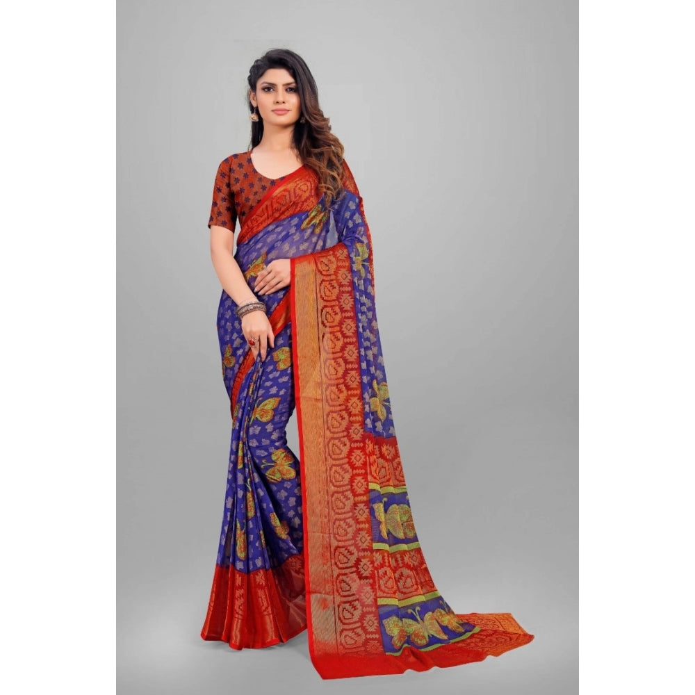 Viscose Rayon Printed Saree With Unstitched Blouse