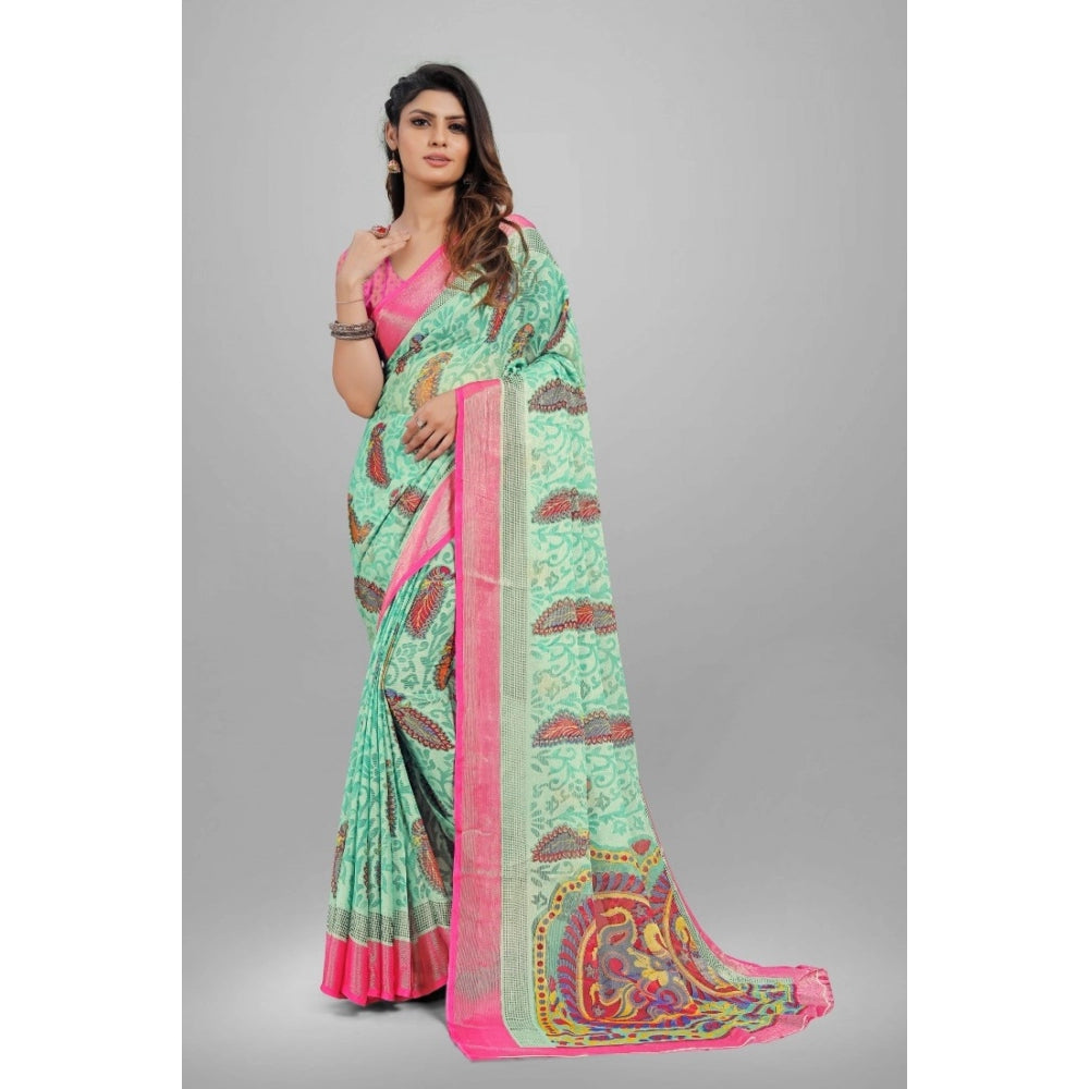 Viscose Rayon Printed Saree With Unstitched Blouse