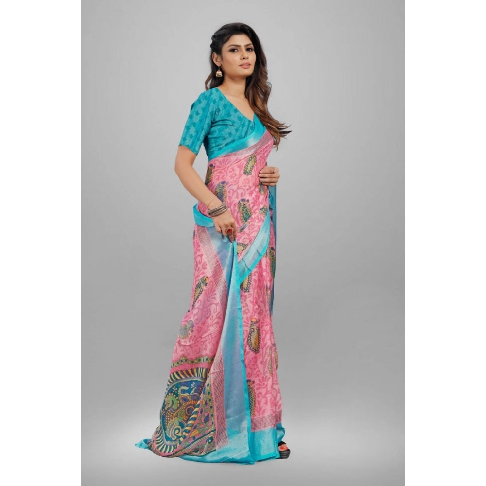 Viscose Rayon Printed Saree With Unstitched Blouse