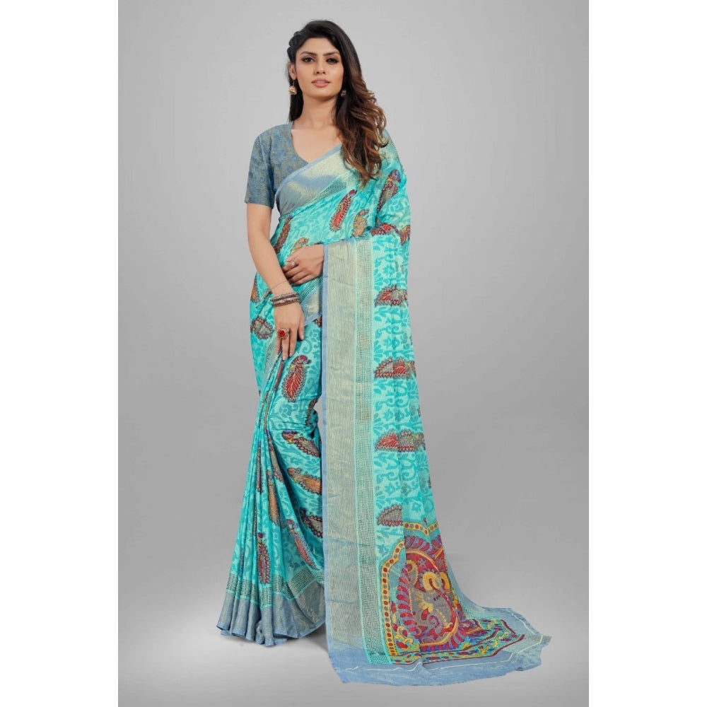 Viscose Rayon Printed Saree With Unstitched Blouse