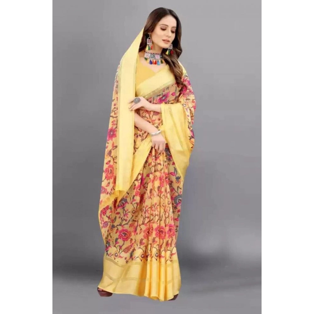 Sattin Patta Printed Saree With Unstitched Blouse