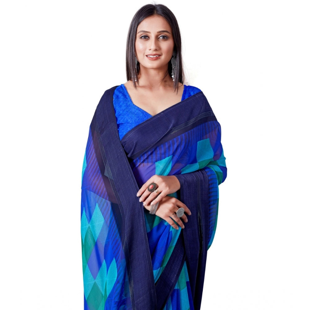 Sattin Patta Printed Saree With Unstitched Blouse