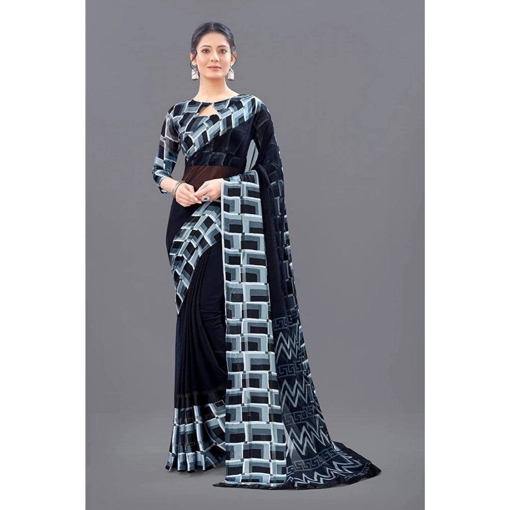 Sattin Patta Printed Saree With Unstitched Blouse