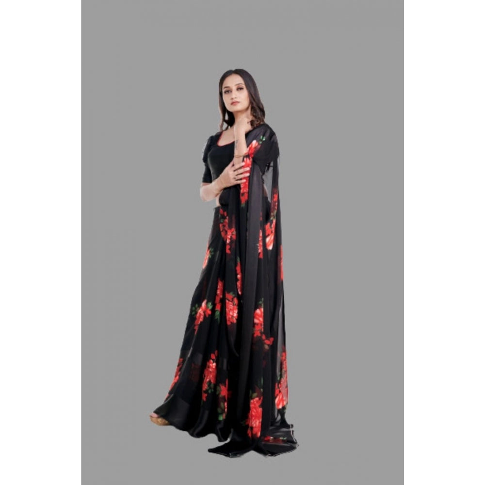 Sattin Patta Printed Saree With Unstitched Blouse