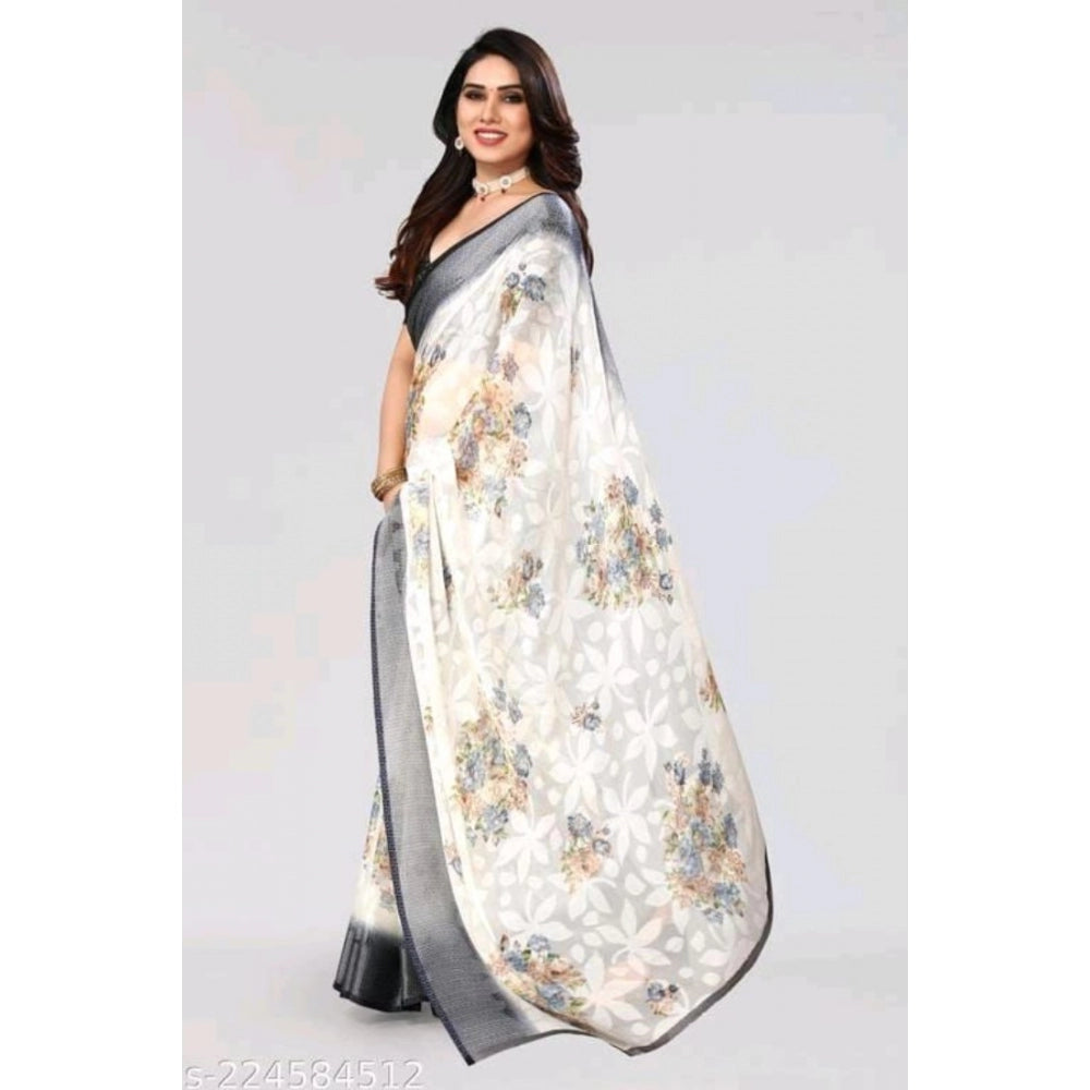 Viscose Rayon Printed Saree With Unstitched Blouse