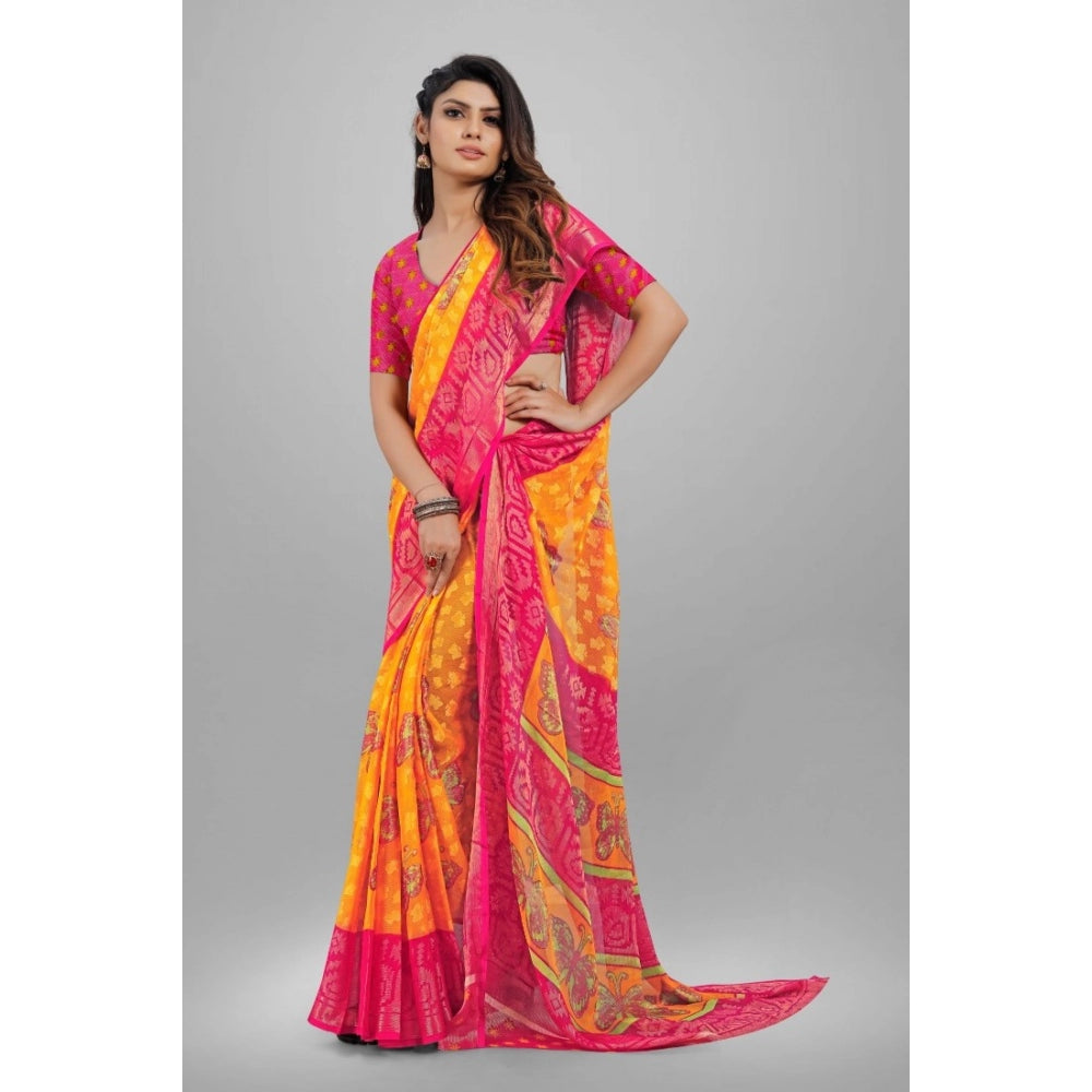 Viscose Rayon Printed Saree With Unstitched Blouse