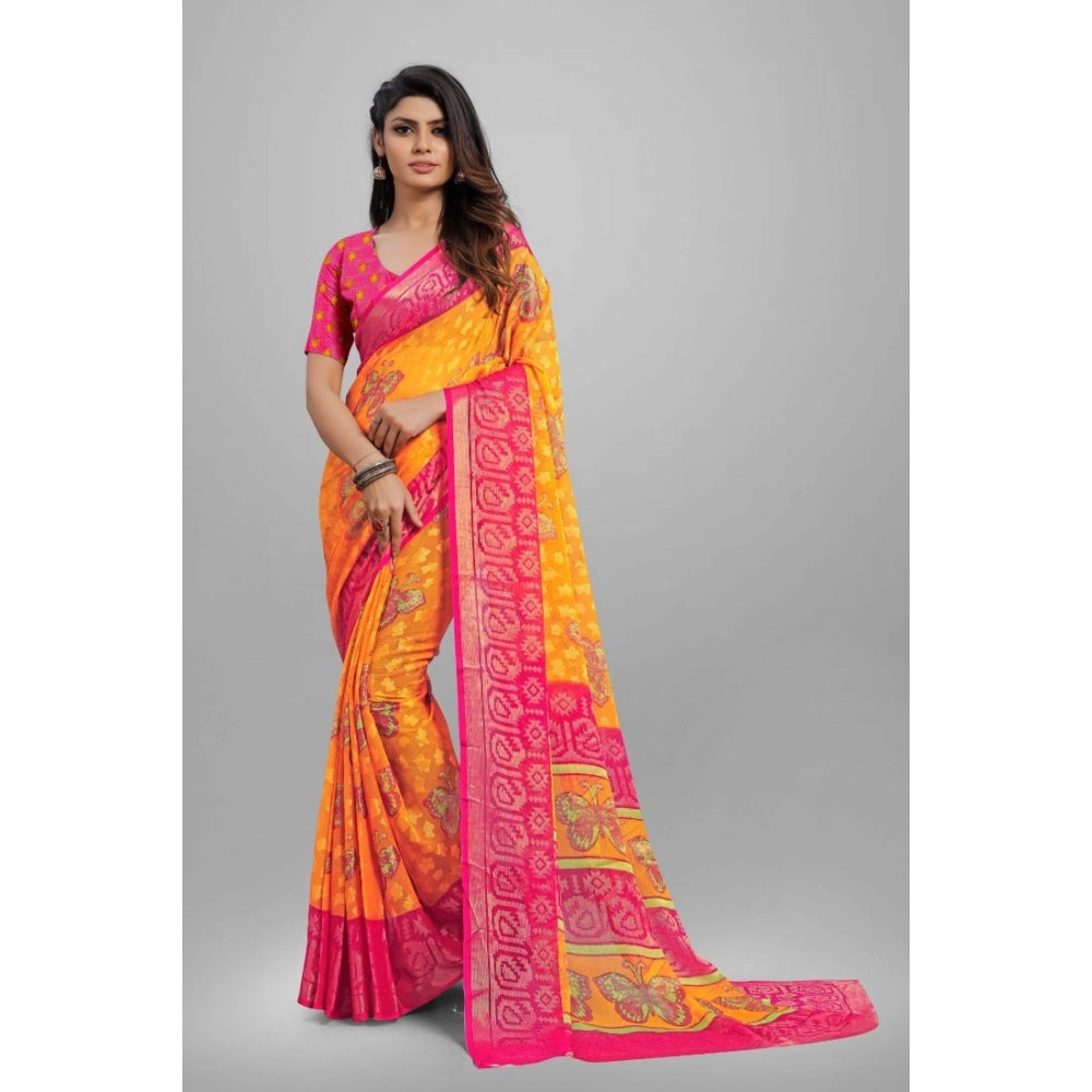 Viscose Rayon Printed Saree With Unstitched Blouse